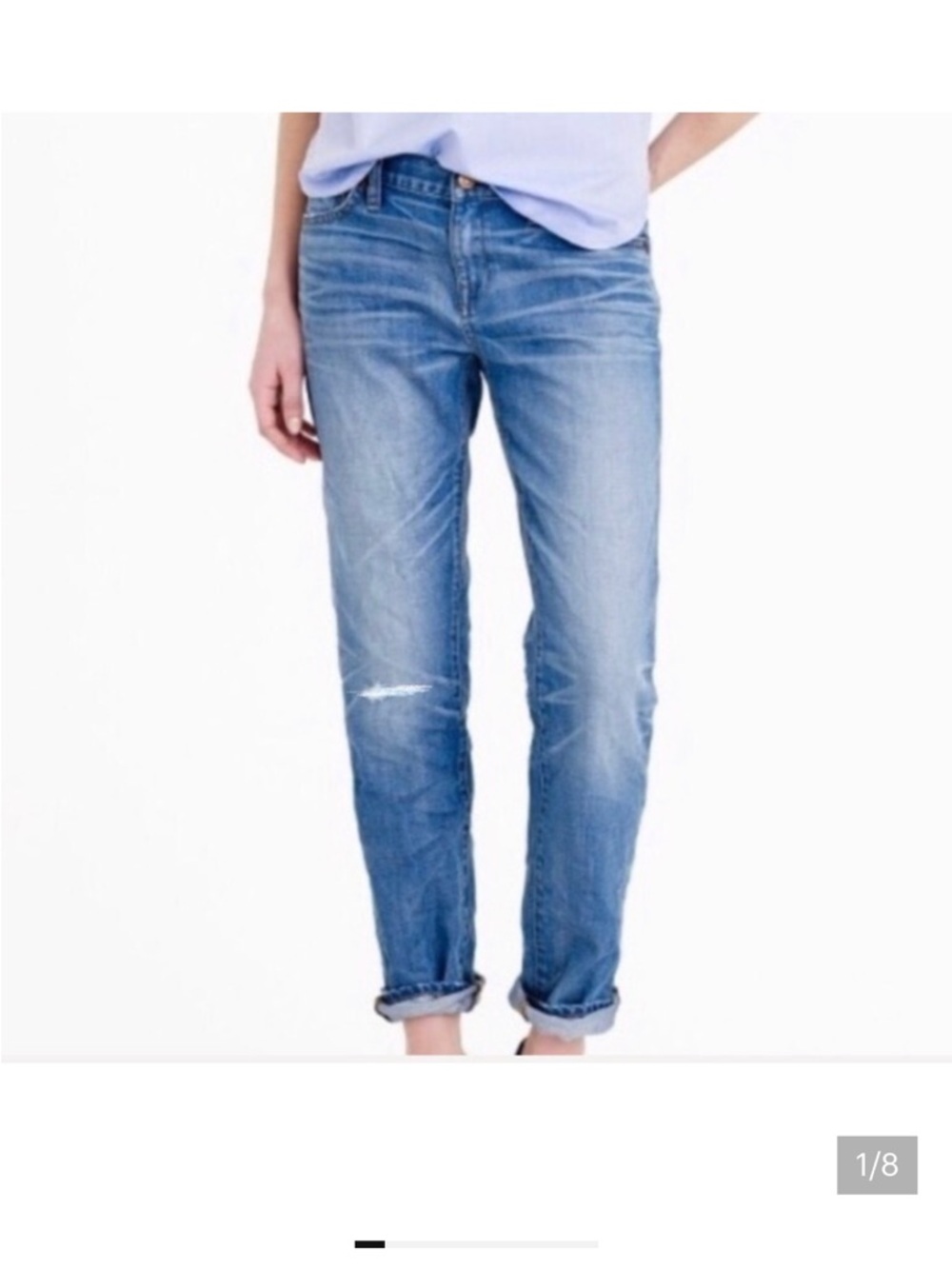 J. Crew Broken-In Slim Boyfriend Distressed‎ Knee Denim Jeans